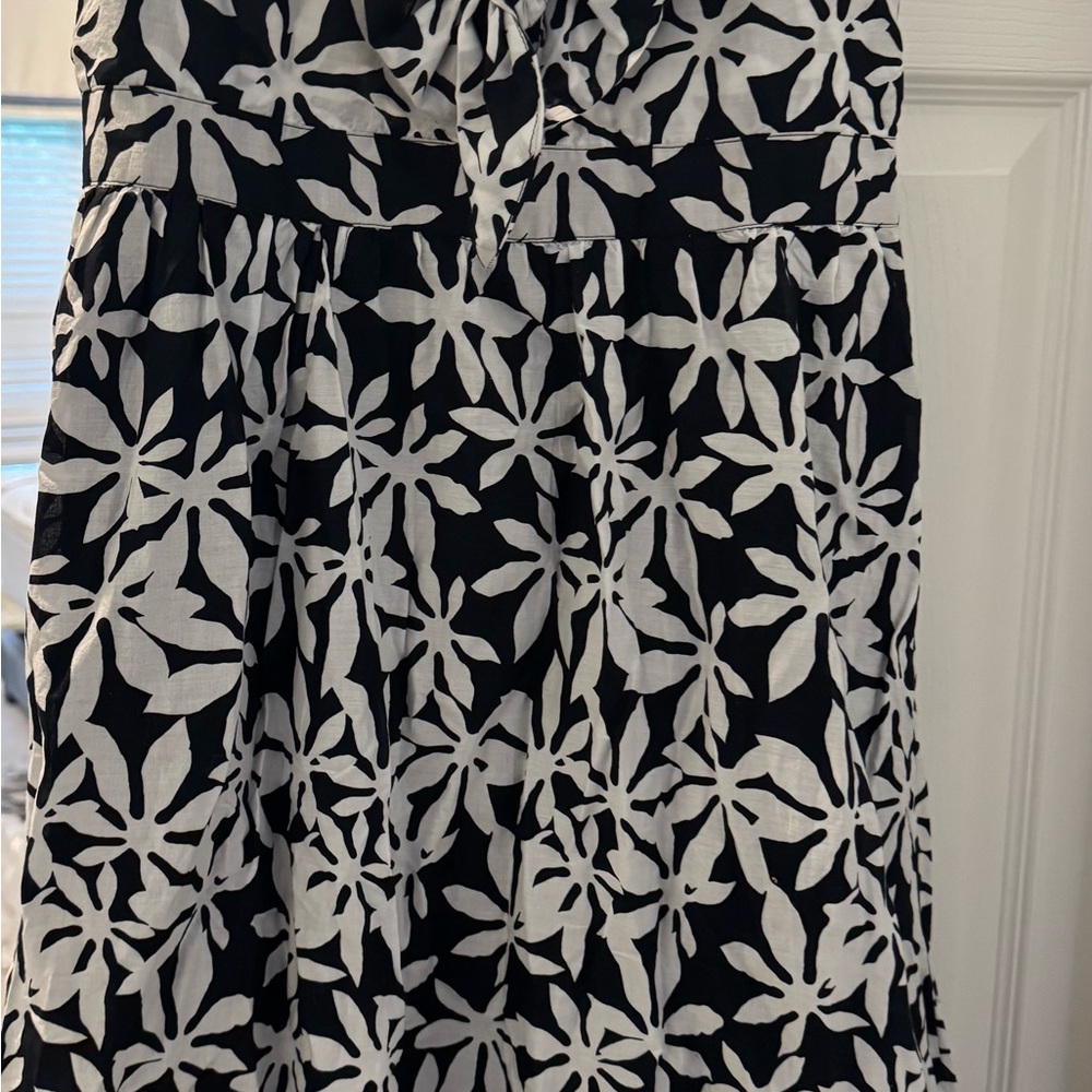J. Crew Black and White A-Line Midi Skirt